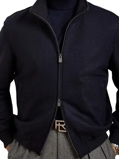 Ralph Lauren Purple Label Men's Felton Cashmere-Blend Bomber Jacket - Classic Chairman Navy - Size XXL | Thumbnail 6