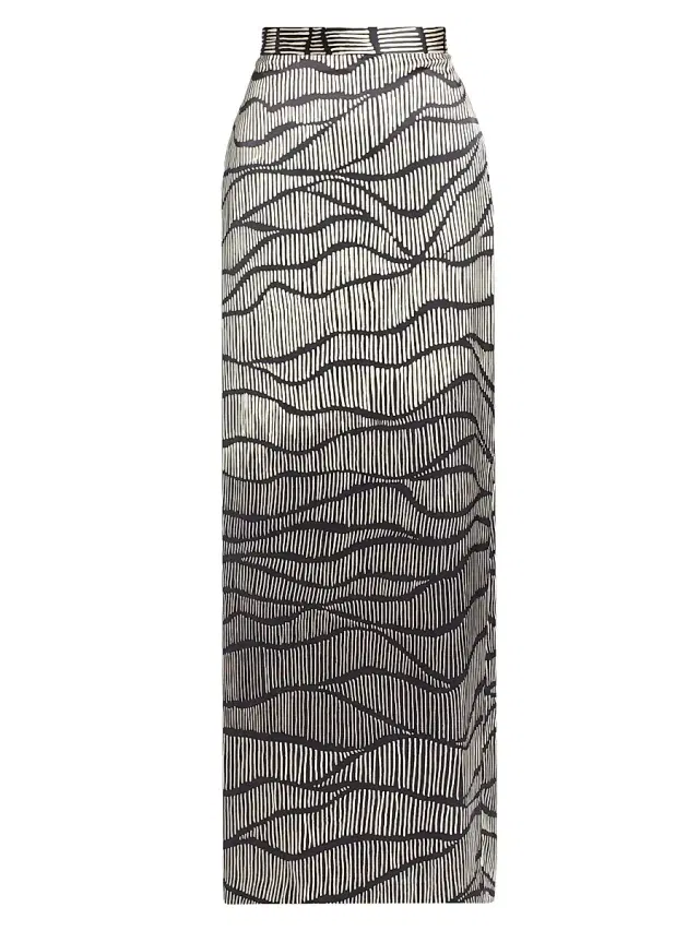 Women's Ivanna Striped Silk Maxi Skirt - Black