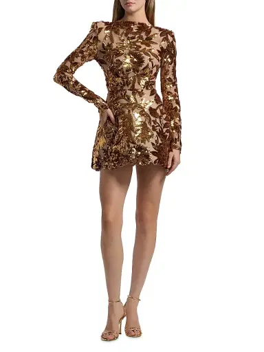 Bronx Banco Women's Aurelia Floral-Sequined Minidress - Gold | Thumbnail 2