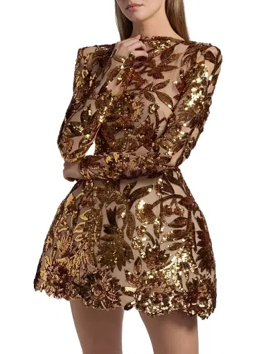 Bronx Banco Women's Aurelia Floral-Sequined Minidress - Gold | Thumbnail 3