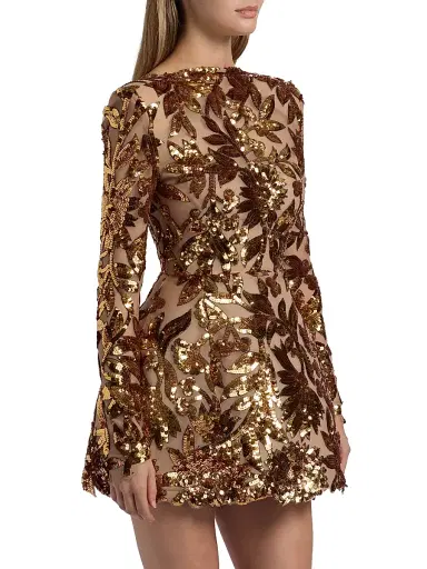 Bronx Banco Women's Aurelia Floral-Sequined Minidress - Gold | Thumbnail 4
