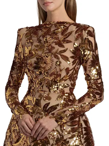 Bronx Banco Women's Aurelia Floral-Sequined Minidress - Gold | Thumbnail 6