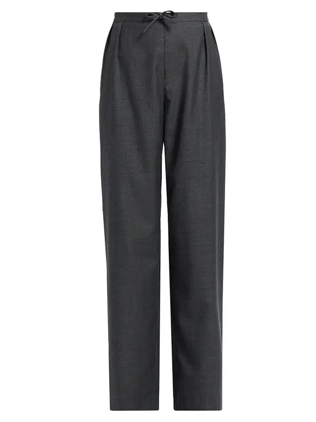 Loulou de Saison Women's Cove Pleated-Front Wide Leg Pants - Anthracite Melange