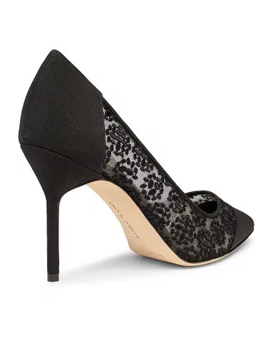 Manolo Blahnik Women's Capcour 90MM Embroidered Mesh Pumps - Black - Size 5 | Thumbnail 3
