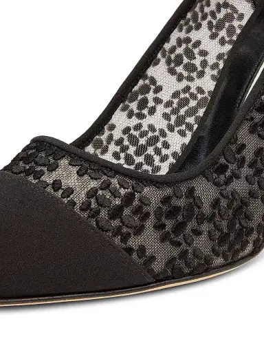 Manolo Blahnik Women's Capcour 90MM Embroidered Mesh Pumps - Black - Size 5 | Thumbnail 5