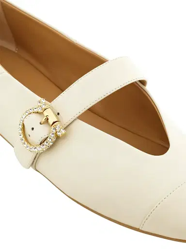 FERRAGAMO Women's Nena Leather Ballet Flats - Milky White | Thumbnail 5 FERRAGAMO Women's Nena Leather Ballet Flats - Milky White | Thumbnail 5