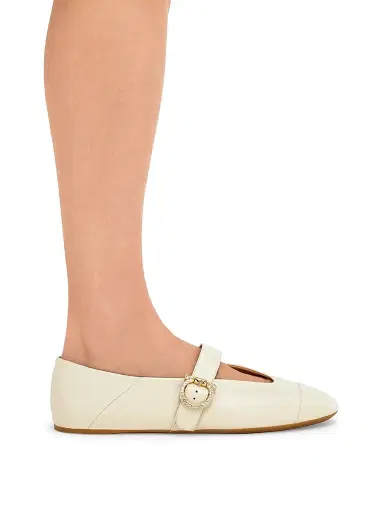 FERRAGAMO Women's Nena Leather Ballet Flats - Milky White | Thumbnail 6 FERRAGAMO Women's Nena Leather Ballet Flats - Milky White | Thumbnail 6