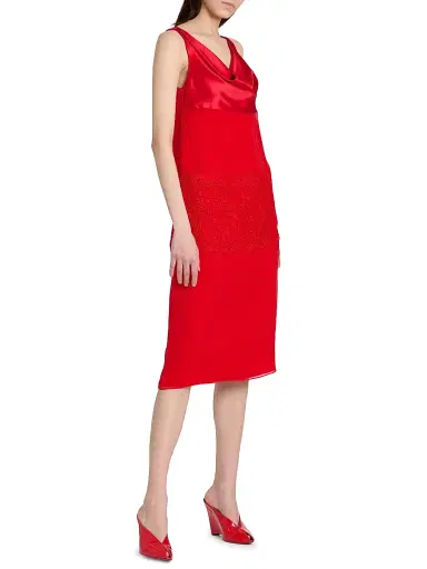 Ferragamo Women's Cowlneck Silk Lace Midi-Dress | Thumbnail 4 Ferragamo Women's Cowlneck Silk Lace Midi-Dress | Thumbnail 4