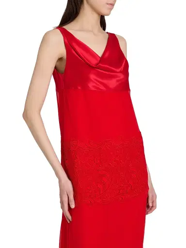 Ferragamo Women's Cowlneck Silk Lace Midi-Dress | Thumbnail 6 Ferragamo Women's Cowlneck Silk Lace Midi-Dress | Thumbnail 6