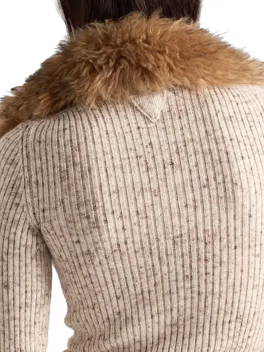 Prada Women's Wool and Linen Polo Sweater - Beige Khaki | Thumbnail 6