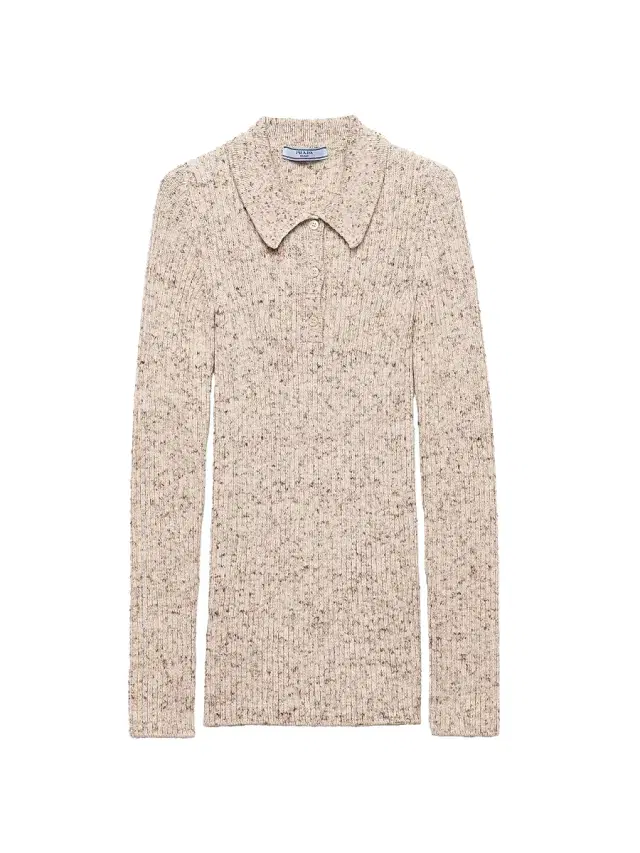 Women's Wool and Linen Polo Sweater - Beige Khaki