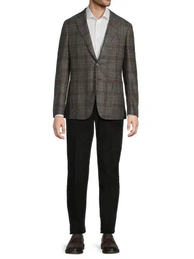 Isaia Men's Plaid Wool-Blend Jacket - Grey - Size 48 | Thumbnail 2 Isaia Men's Plaid Wool-Blend Jacket - Grey - Size 48 | Thumbnail 2