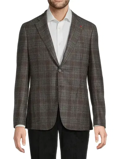 Isaia Men's Plaid Wool-Blend Jacket - Grey - Size 48 | Thumbnail 3 Isaia Men's Plaid Wool-Blend Jacket - Grey - Size 48 | Thumbnail 3