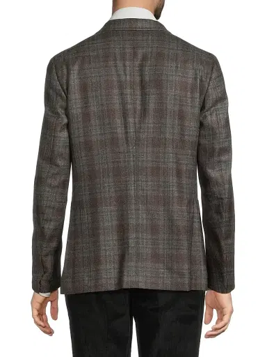 Isaia Men's Plaid Wool-Blend Jacket - Grey - Size 48 | Thumbnail 5 Isaia Men's Plaid Wool-Blend Jacket - Grey - Size 48 | Thumbnail 5