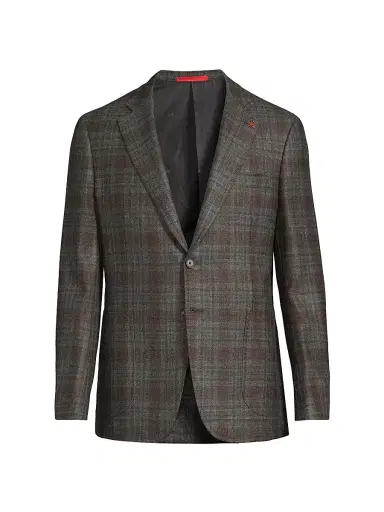 Isaia Men's Plaid Wool-Blend Jacket - Grey - Size 48 | Thumbnail 1 Isaia Men's Plaid Wool-Blend Jacket - Grey - Size 48 | Thumbnail 1