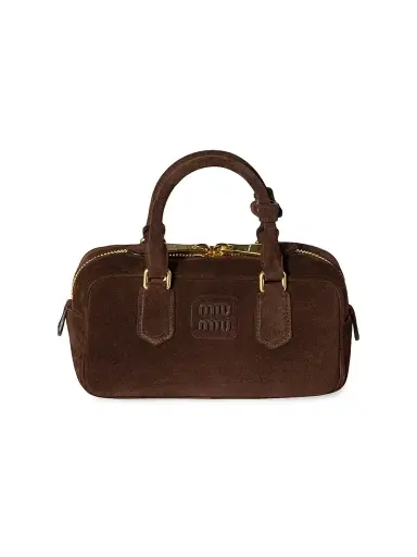 Miu Miu Women's Arcadie Padded Suede Top-Handle Bag - Brown | Thumbnail 1 Miu Miu Women's Arcadie Padded Suede Top-Handle Bag - Brown | Thumbnail 1