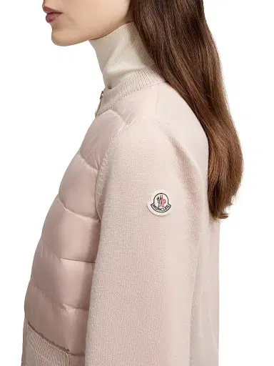 Moncler Women's Down Filled Cardigan in Wool - Beige | Thumbnail 4 Moncler Women's Down Filled Cardigan in Wool - Beige | Thumbnail 4