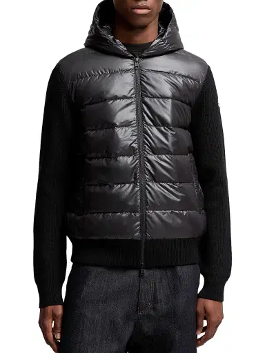 Moncler Men's Down-Filled Hoodie in Wool - Black - Size XXXL | Thumbnail 2