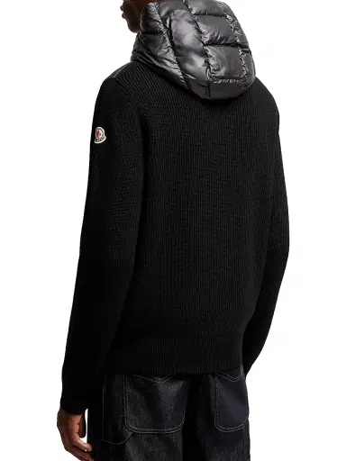 Moncler Men's Down-Filled Hoodie in Wool - Black - Size XXXL | Thumbnail 3