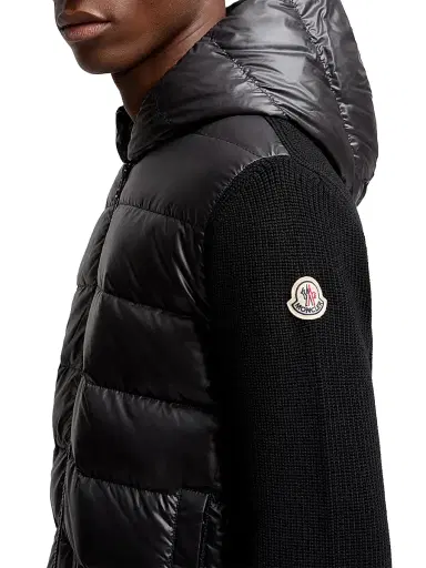 Moncler Men's Down-Filled Hoodie in Wool - Black - Size XXXL | Thumbnail 4