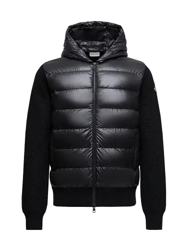 Moncler Men's Down-Filled Hoodie in Wool - Black - Size XXXL | Thumbnail 1