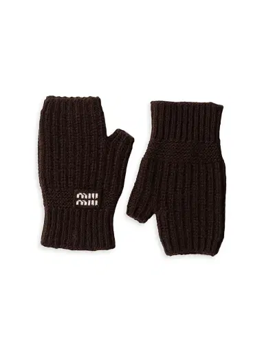 Miu Miu Women's Wool and Cashmere Gloves - Brown | Thumbnail 1 Miu Miu Women's Wool and Cashmere Gloves - Brown | Thumbnail 1