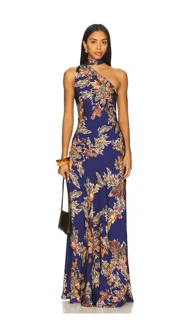Hemant & Nandita Bias Maxi Dress With Sash | Thumbnail 1