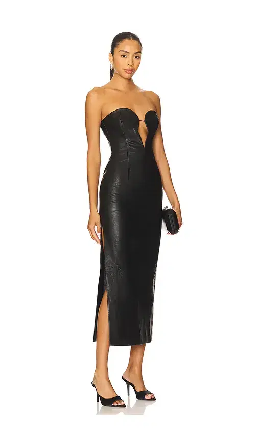 Eleni Faux Leather Midi Dress