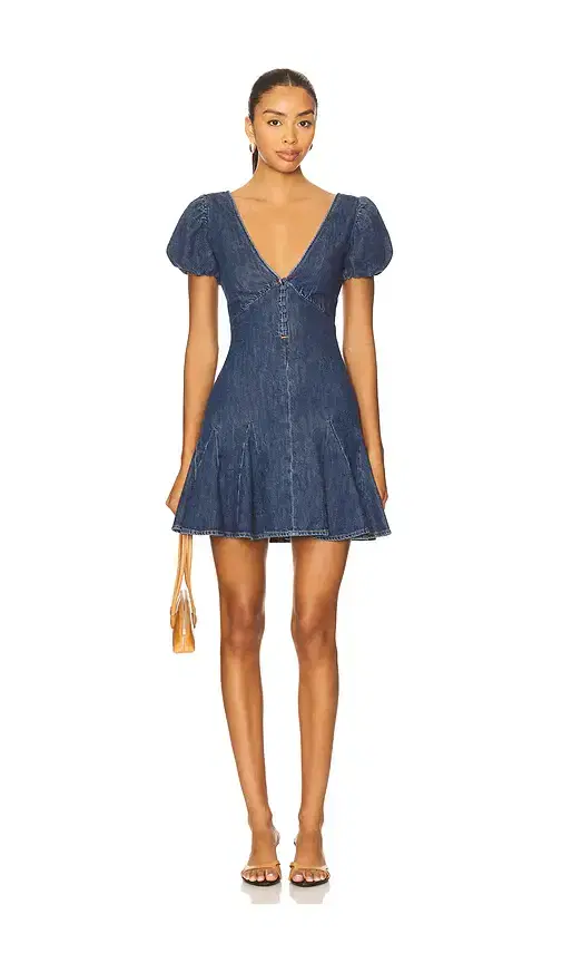 Alice + Olivia Alice + Olivia Fara Puff Sleeve Denim Mini Dress