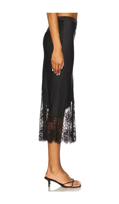 Fleur du Mal Silk And Lace Scallop Midi Skirt | Thumbnail 2 Fleur du Mal Silk And Lace Scallop Midi Skirt | Thumbnail 2