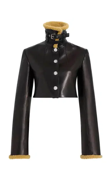 Khaite Jodie Shearling-Trimmed Leather Jacket | Thumbnail 5