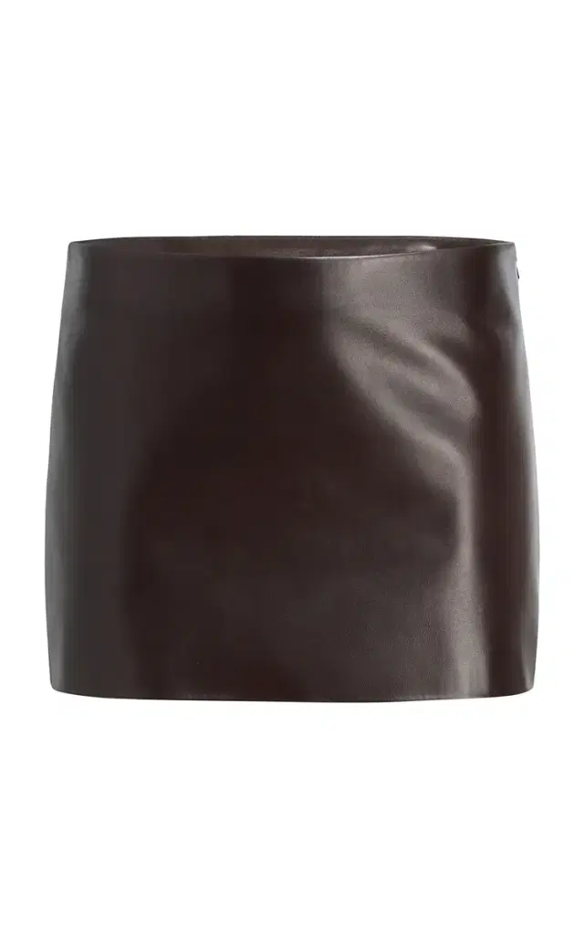 Jett Mid-Rise Plonge-Leather Mini Skirt