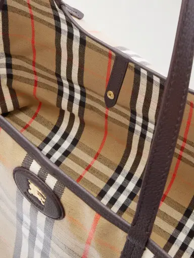 Burberry Full-Grain Leather-Trimmed Checked Coated-Canvas Tote Bag - Men | Thumbnail 5 Burberry Full-Grain Leather-Trimmed Checked Coated-Canvas Tote Bag - Men | Thumbnail 5