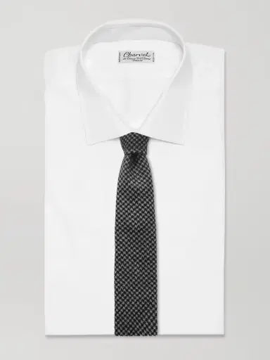 De Petrillo 7cm Houndstooth Wool and Cashmere-Blend Tie - Men | Thumbnail 2