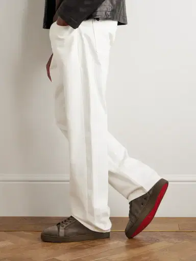 Christian Louboutin Louis Junior Grosgrain-Trimmed Suede Sneakers - Men | Thumbnail 2 Christian Louboutin Louis Junior Grosgrain-Trimmed Suede Sneakers - Men | Thumbnail 2