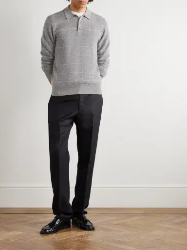 Ralph Lauren Purple Label Checked Cashmere Polo Shirt - Men | Thumbnail 2 Ralph Lauren Purple Label Checked Cashmere Polo Shirt - Men | Thumbnail 2