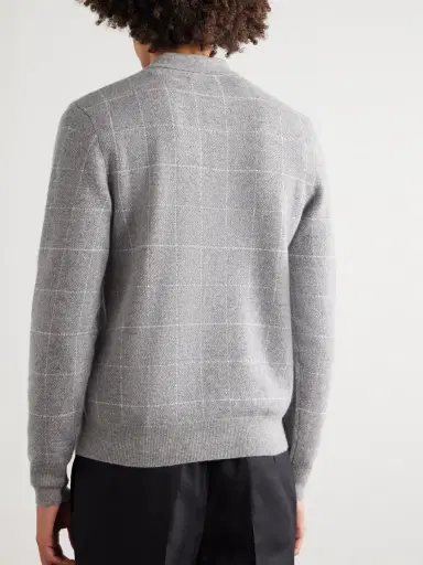 Ralph Lauren Purple Label Checked Cashmere Polo Shirt - Men | Thumbnail 4 Ralph Lauren Purple Label Checked Cashmere Polo Shirt - Men | Thumbnail 4