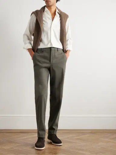 Loro Piana Jarno Austin Straight-Leg Stretch-Cotton Twill Trousers - Men | Thumbnail 2