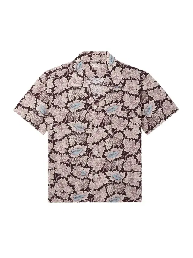 Wisteria Camp-Collar Printed Cotton and Silk-Blend Shirt - Men