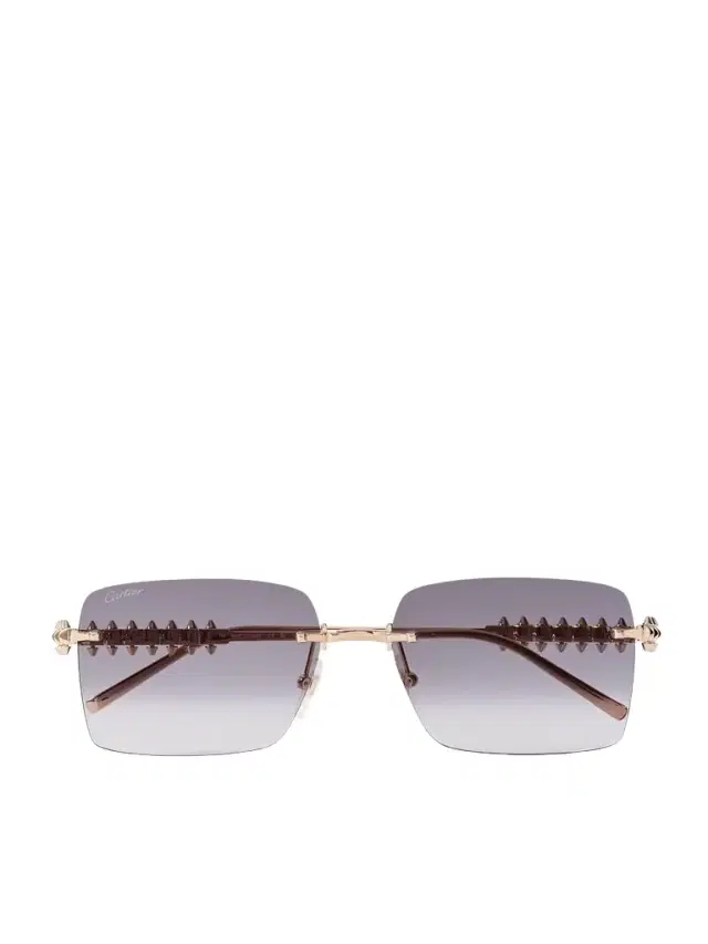 Cartier Eyewear Clash de Cartier Rimless Rectangular-Frame Gold-Tone Sunglasses - Men