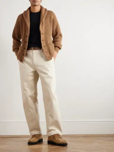 Drake's Slim-Fit Shawl-Collar Ribbed Wool Cardigan - Men | Thumbnail 2 Drake's Slim-Fit Shawl-Collar Ribbed Wool Cardigan - Men | Thumbnail 2
