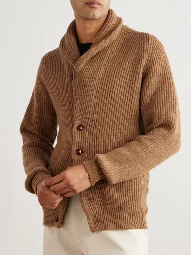 Drake's Slim-Fit Shawl-Collar Ribbed Wool Cardigan - Men | Thumbnail 3 Drake's Slim-Fit Shawl-Collar Ribbed Wool Cardigan - Men | Thumbnail 3