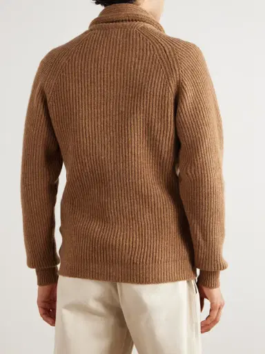 Drake's Slim-Fit Shawl-Collar Ribbed Wool Cardigan - Men | Thumbnail 4 Drake's Slim-Fit Shawl-Collar Ribbed Wool Cardigan - Men | Thumbnail 4