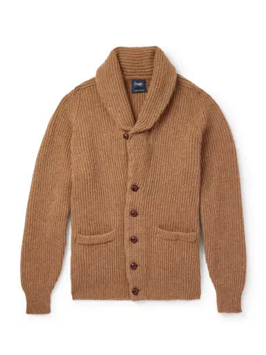 Drake's Slim-Fit Shawl-Collar Ribbed Wool Cardigan - Men | Thumbnail 1 Drake's Slim-Fit Shawl-Collar Ribbed Wool Cardigan - Men | Thumbnail 1