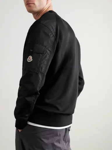 Moncler Padded Shell-Trimmed Cotton-Blend Jersey Sweatshirt - Men | Thumbnail 3 Moncler Padded Shell-Trimmed Cotton-Blend Jersey Sweatshirt - Men | Thumbnail 3