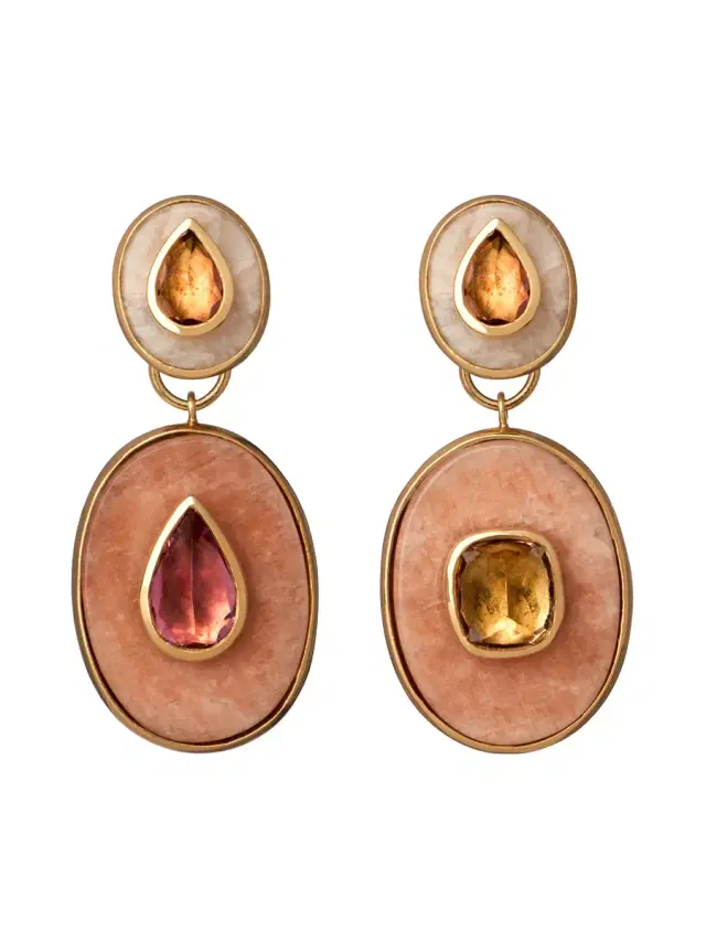 Beige Amazonite Drop Earrings