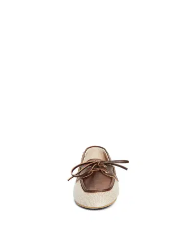 Miu Miu Canvas and Bleached Leather Boat Shoes | Thumbnail 2 Miu Miu Canvas and Bleached Leather Boat Shoes | Thumbnail 2