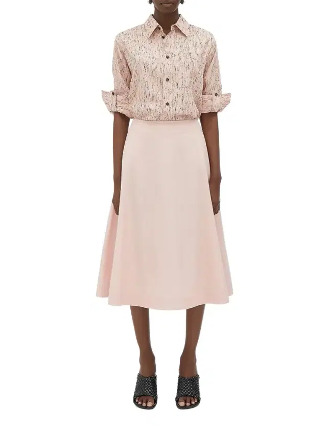 Compact Cotton Midi Skirt