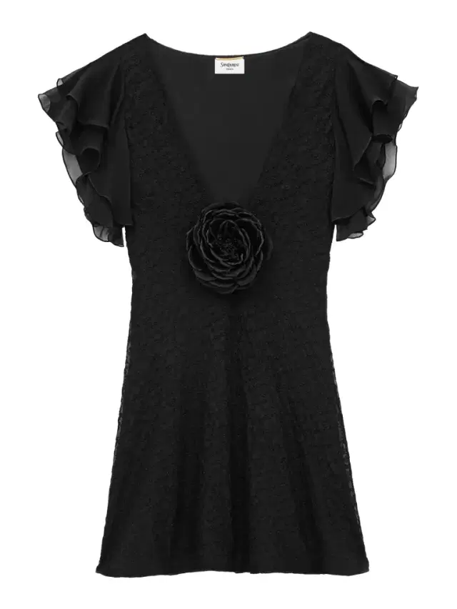 Embroidered Muslin V-Neck Mini Dress