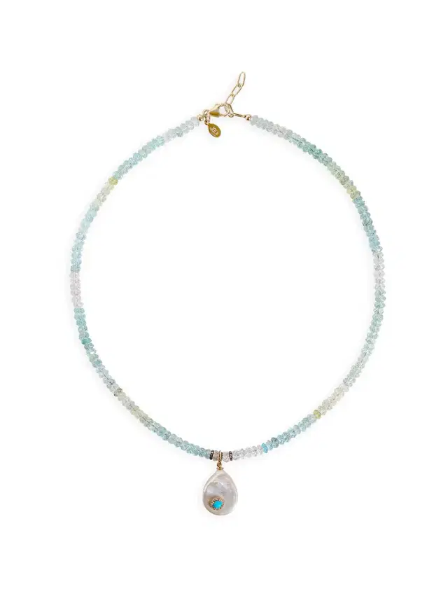 Gemburst Diamond Aquamarine Necklace